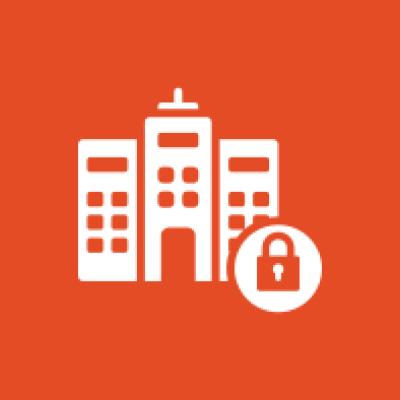 Buildings with a padlock icon