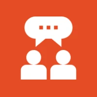 Two people with speech bubble icon